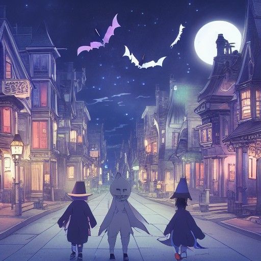 Victorian Street Scene Unveils a Magical Night with Bats, Pu...