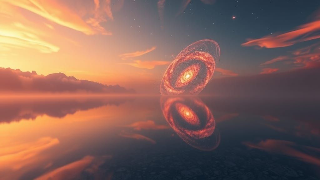 Galactic Dusk on a Serene Alien Lake