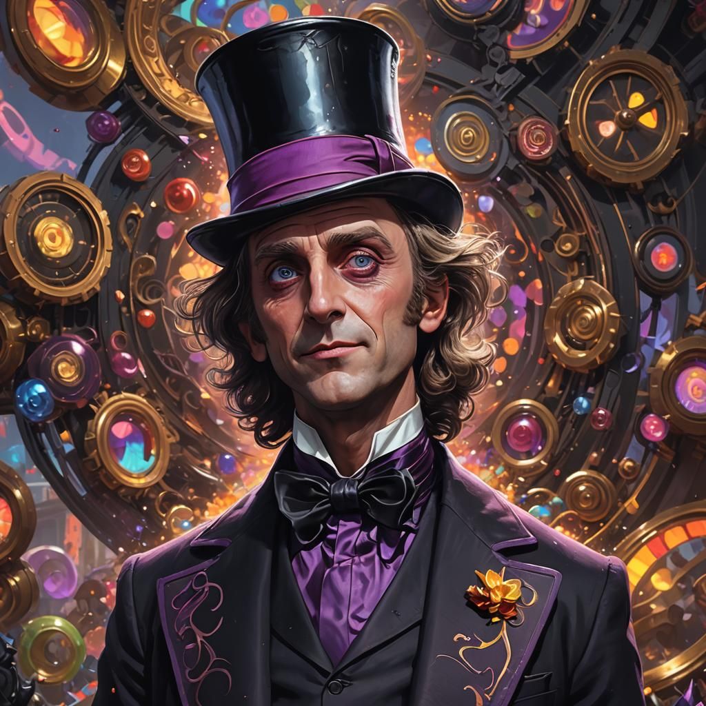 Demonic Willy Wonka in Dark Formal Attire