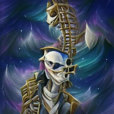 Gothic Pirate Skeleton Portrait in a Celestial Setting
