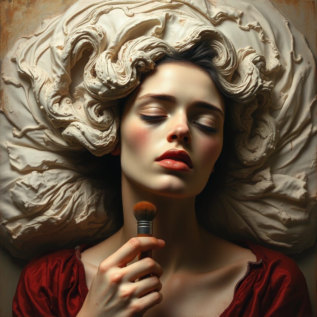 Surreal Portrait of a Woman in a State of Transformation