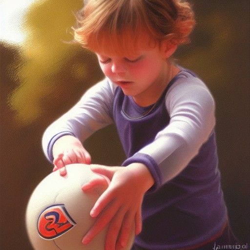 Elin Throws a Ball in a Whimsical Oil Painting