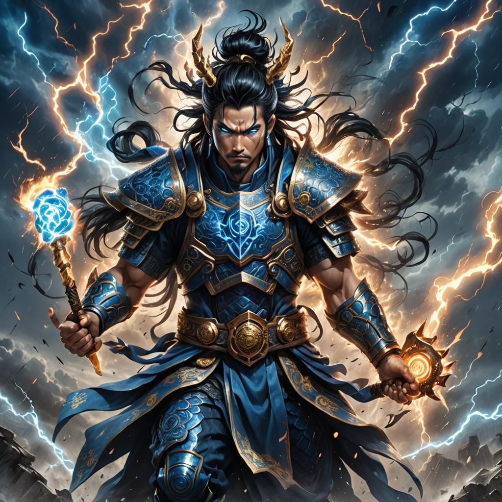 Cyberpunk God of Thunder Reigns Amidst a Turbulent Storm