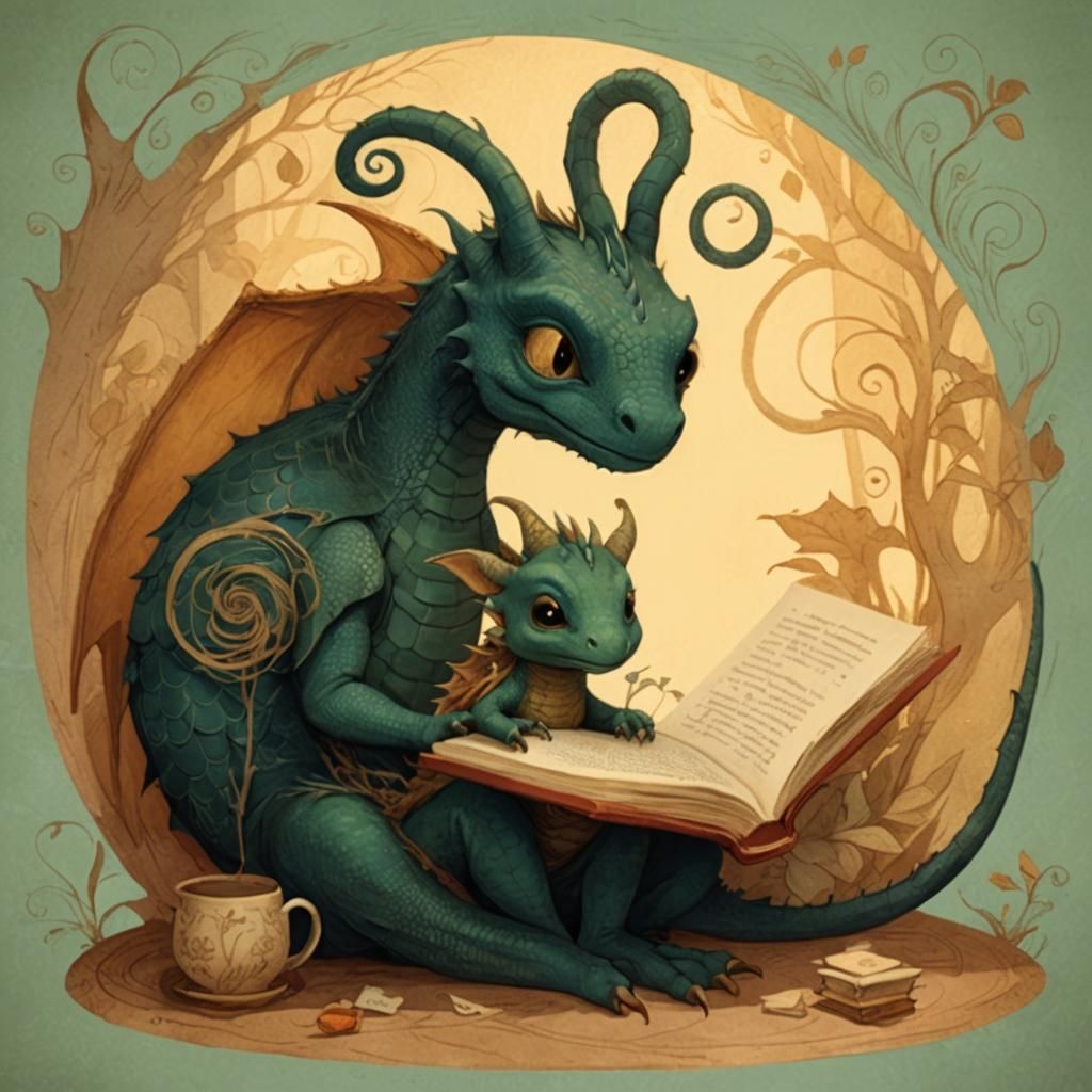 Whimsical Dragon Storybook Scene