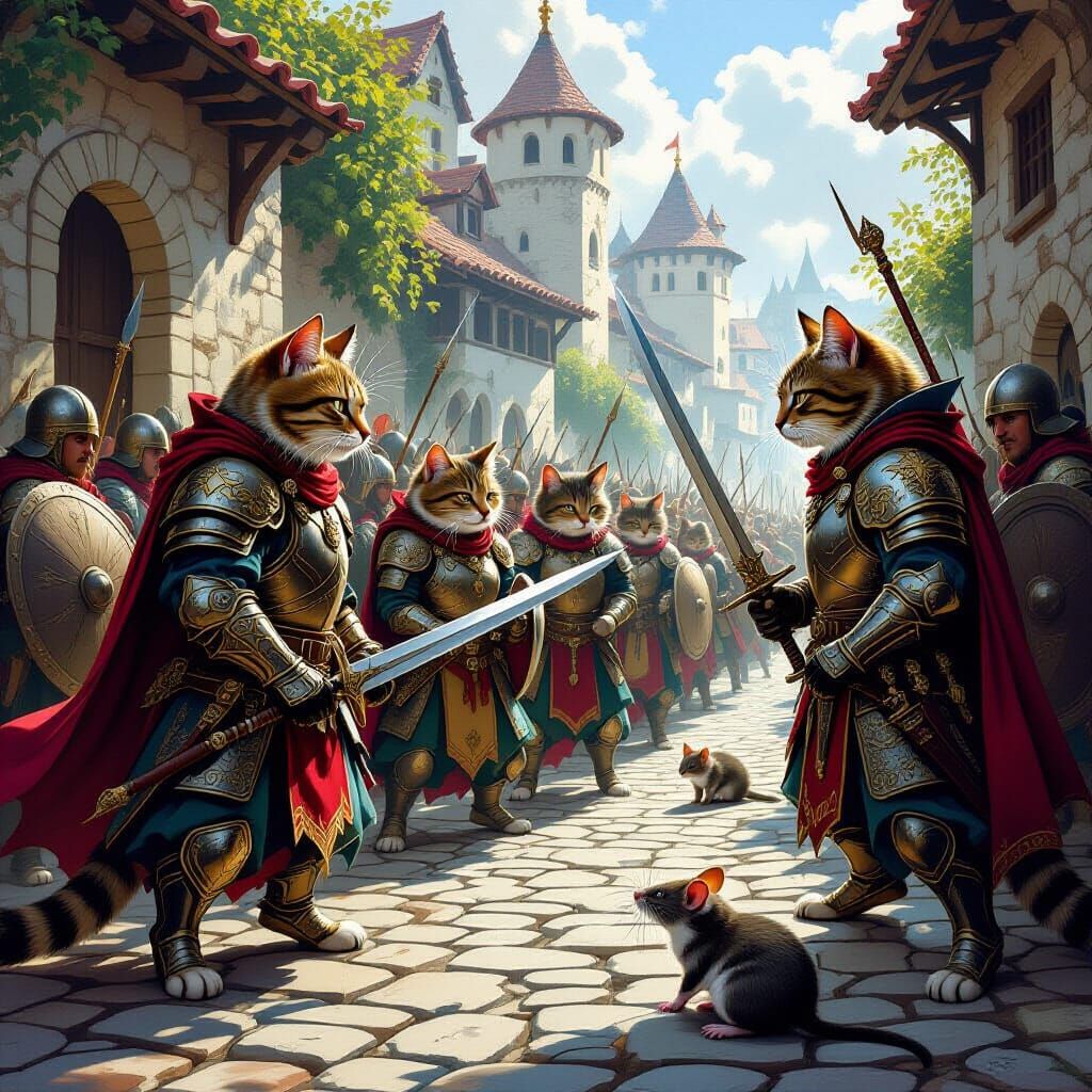 Fierce Cat Army Defends Village From Rats in Armor
