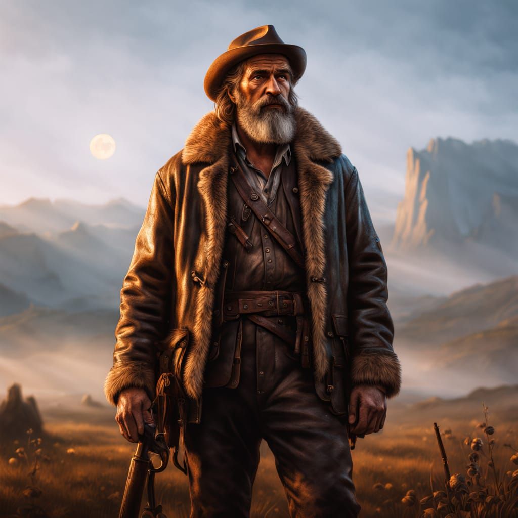 Rugged Plains Hunter in Moonlit Splendor