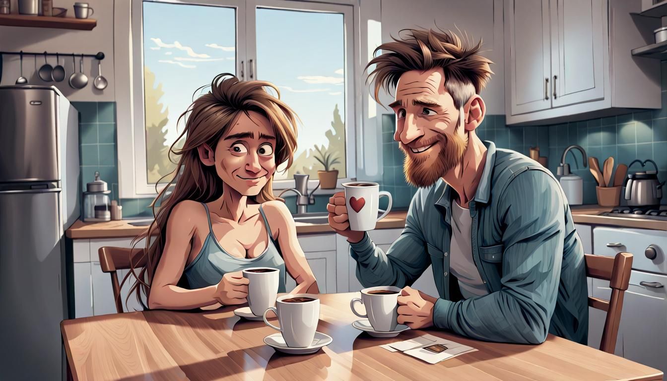 Comic Book Romance: Morning Coffee Amidst Amorous Chaos