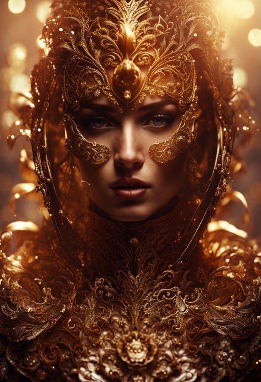 Gilded Warrior Woman in Ethereal Golden Hour Light