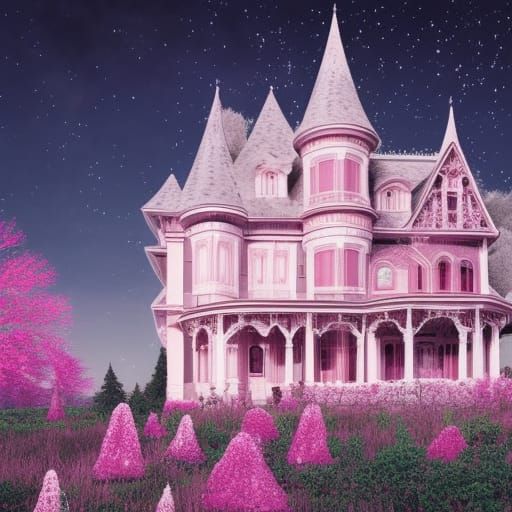 Ethereal Victorian Manor Unfurls Under Pastel Dawn