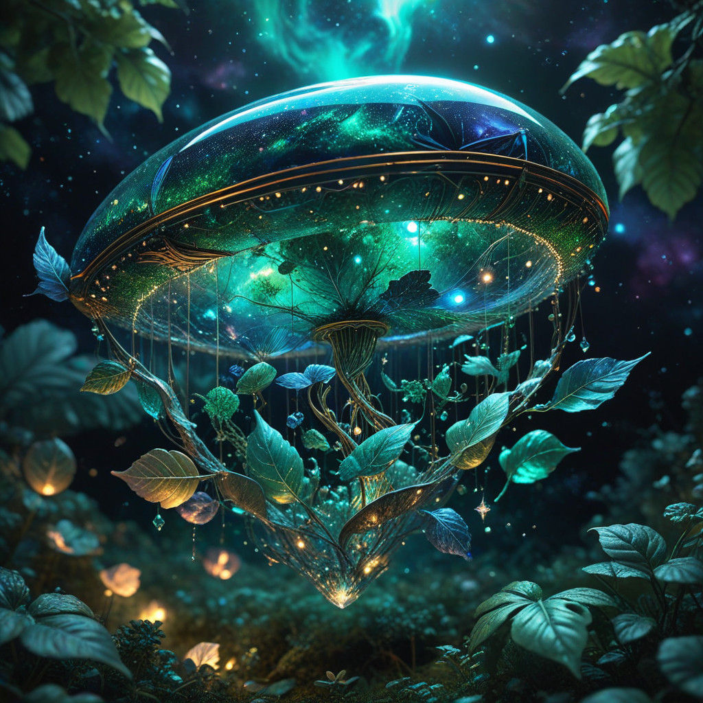 Cosmic Dance: Leaves Entwined in Whirlwind Joy