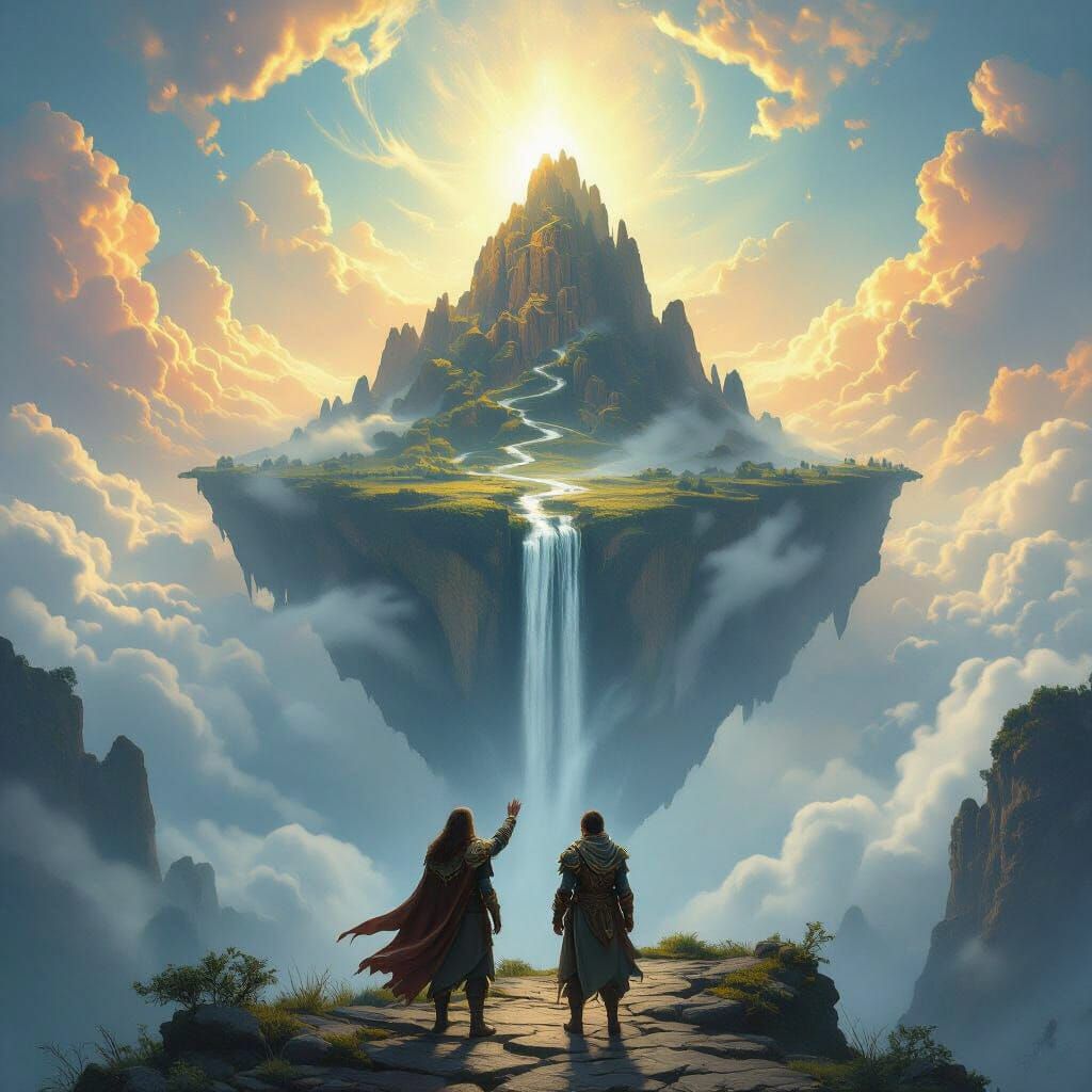 Floating Island Sky Realm: Epic Fantasy Digital Painting