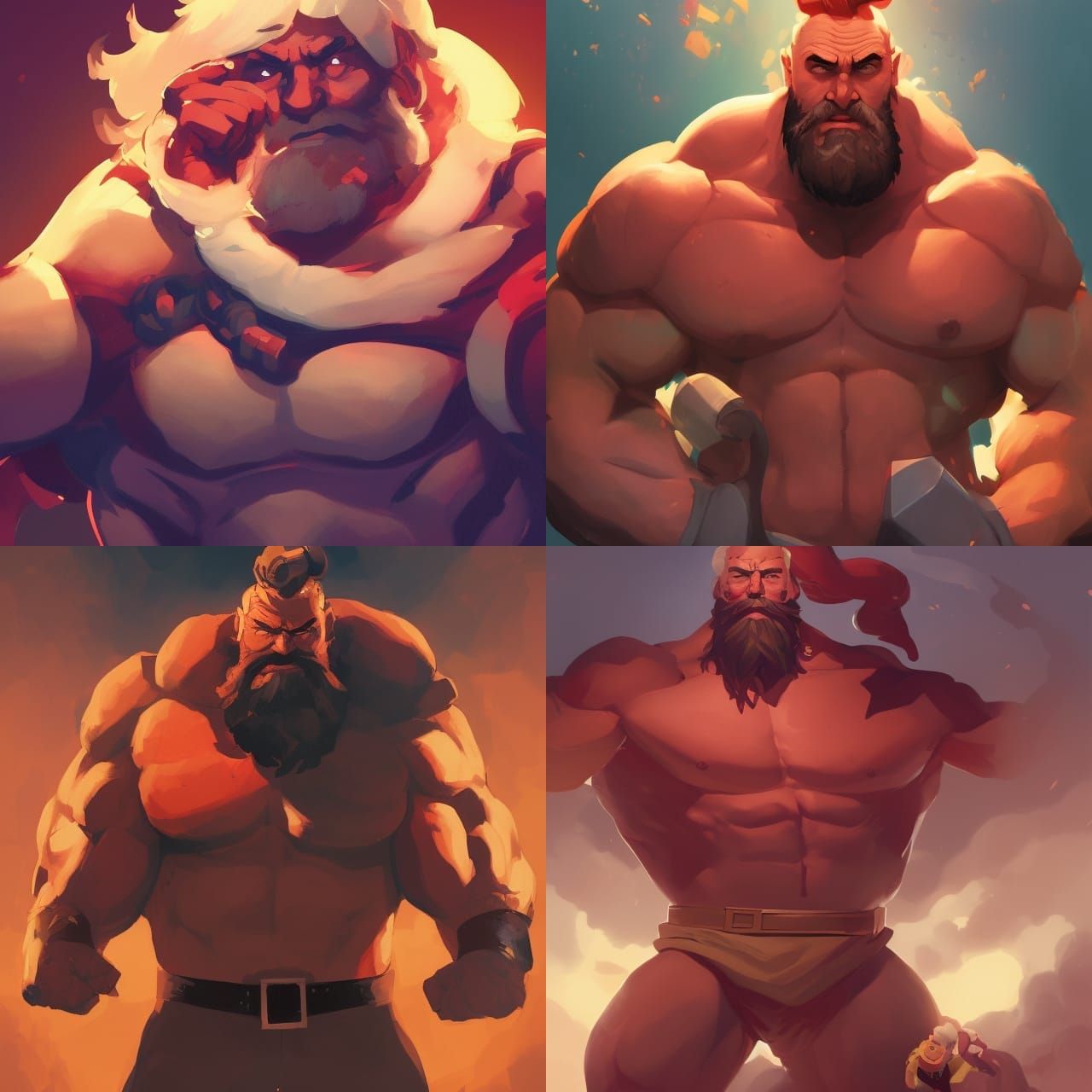 Muscular Santa Claus in Vibrant Comic Art Style