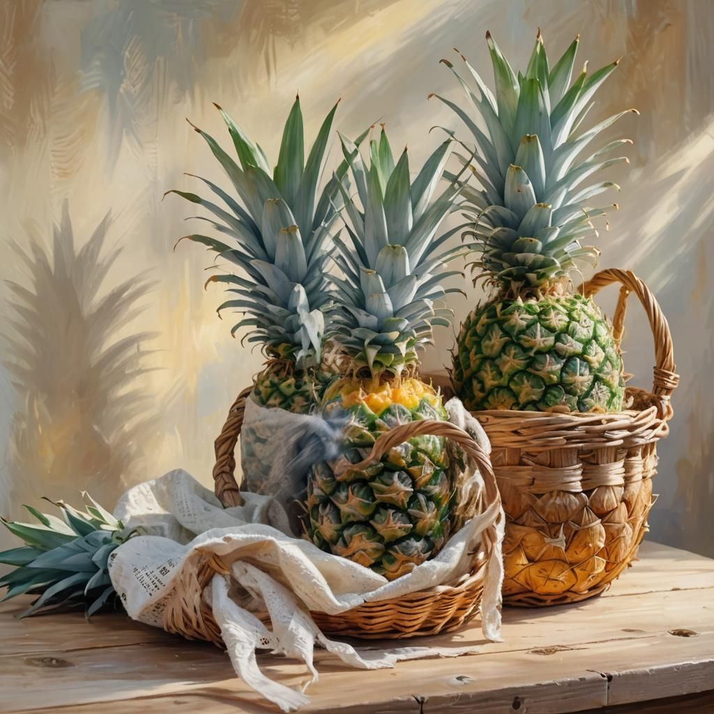 Impressionist Pineapple Still Life with Ethereal Light