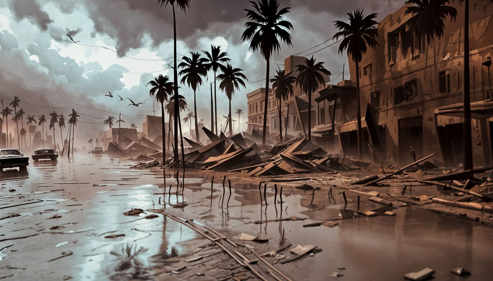 Devastation of a Hurricane-Ravaged Southeastern Beach