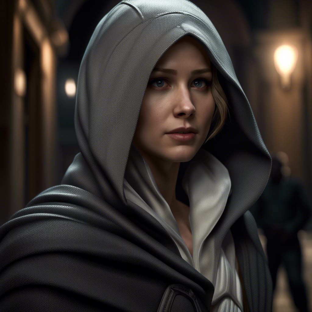 Intense Portrait of a Stealthy Thief in a Dark Alley