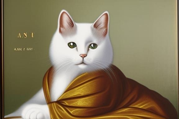 Romanesque Style Saint as a Feline Illuminated Portrait