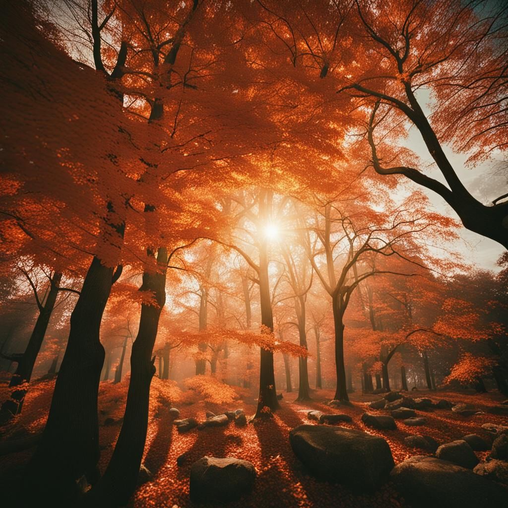 Ethereal Autumn Scene in Cinematic Style