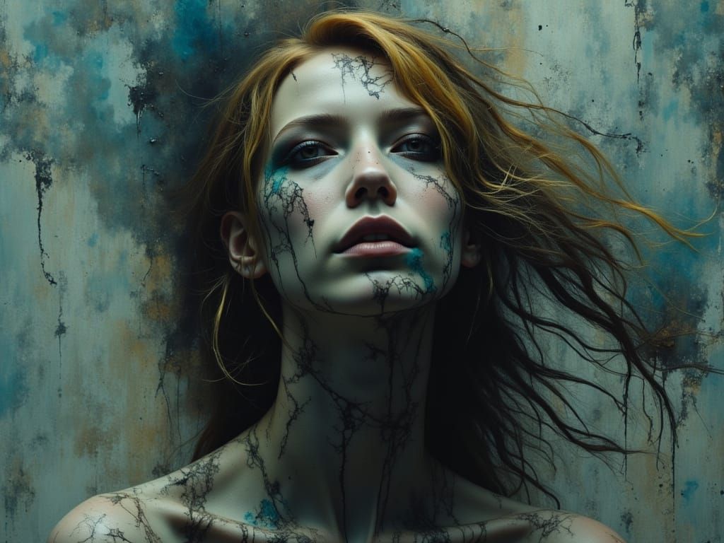 Dark Dystopian Beauty in Ominous Oil Paint