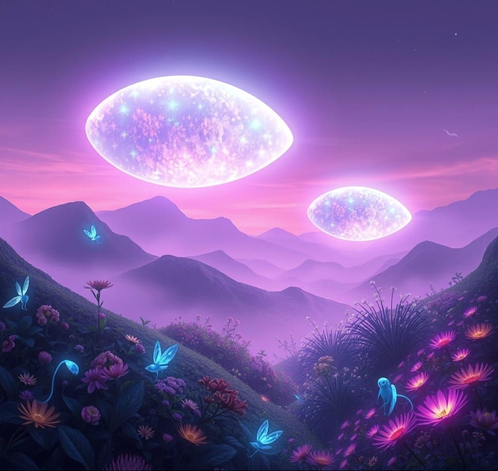 Ethereal Spaceships Soar Through Mystical Alien Landscape