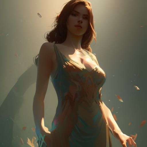 Elegant Female Portrait in Vibrant Triadic Colors