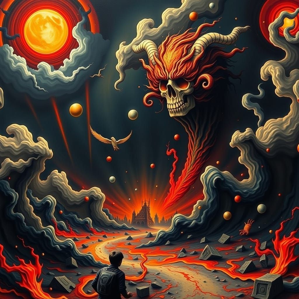 Surreal Heavy Metal Scene Inspired by Album Art