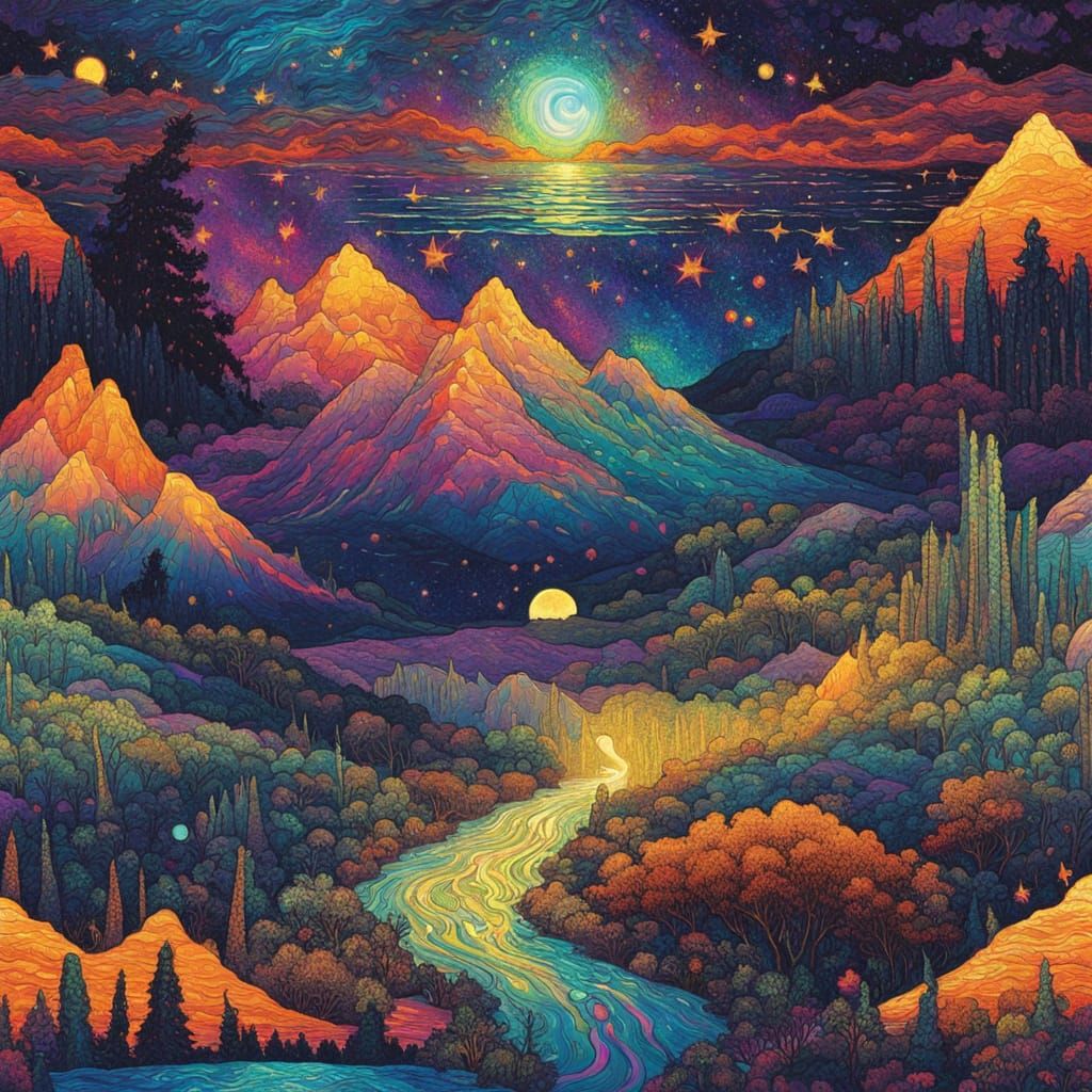 Vibrant Cosmic Fauvist Spectrum in Light Painting