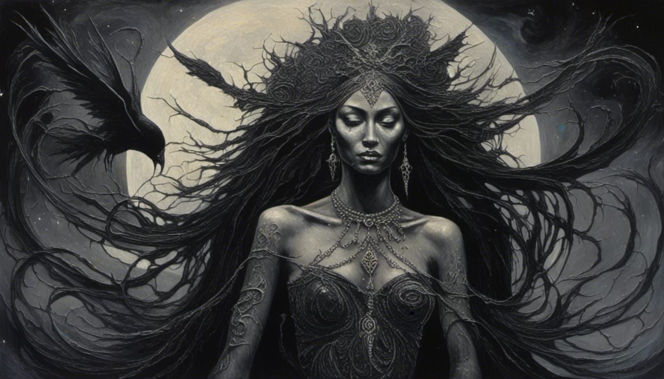 Dark Fantasy Portrait in Impasto Style