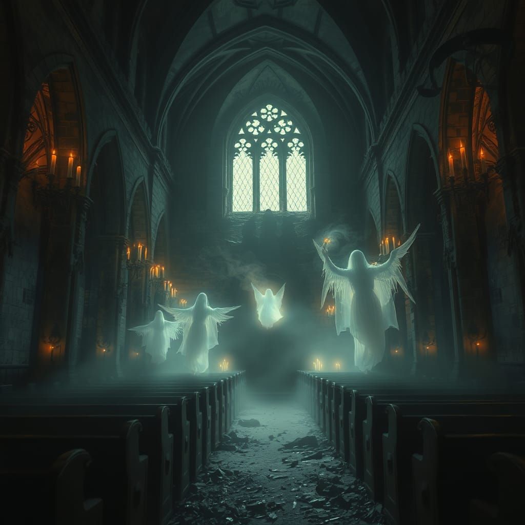 Ethereal Spirits in a Haunted Gothic Church