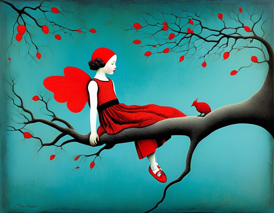 Whimsical Surrealist Scene in Vibrant Colors