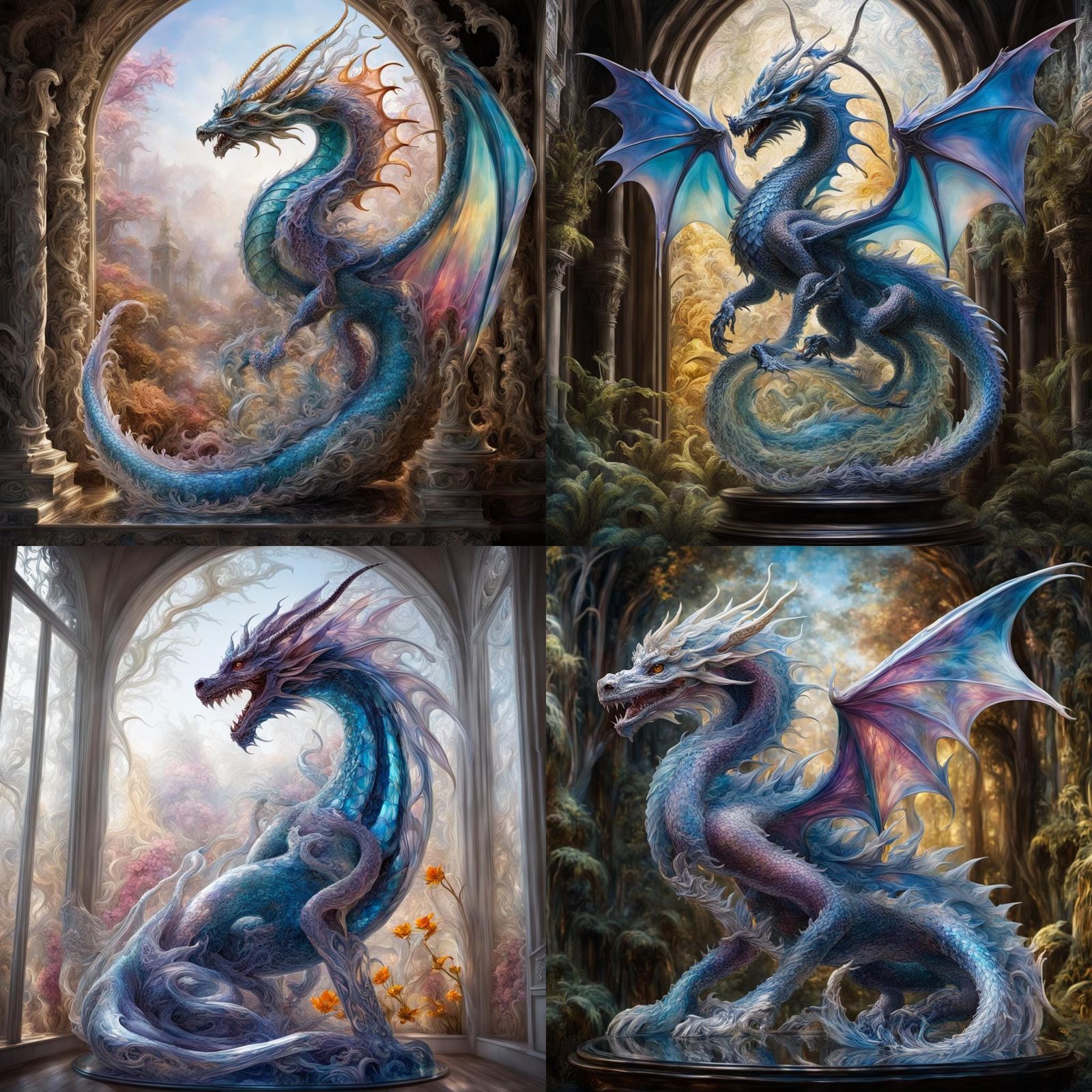 Glass Dragon Concept Art in Dreamy Fantasy Style