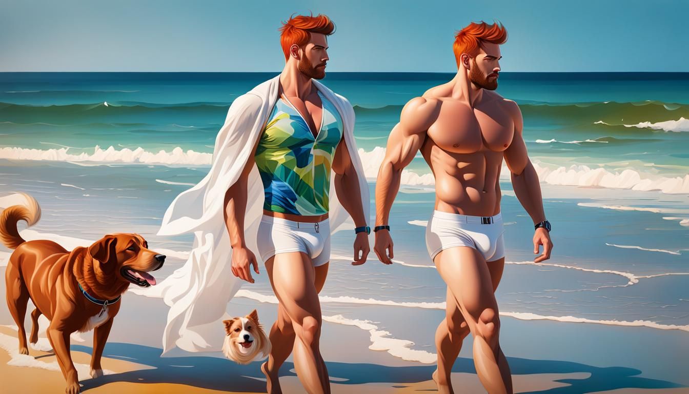 Sensual Beachcombers in Hyperrealistic Abstract Style