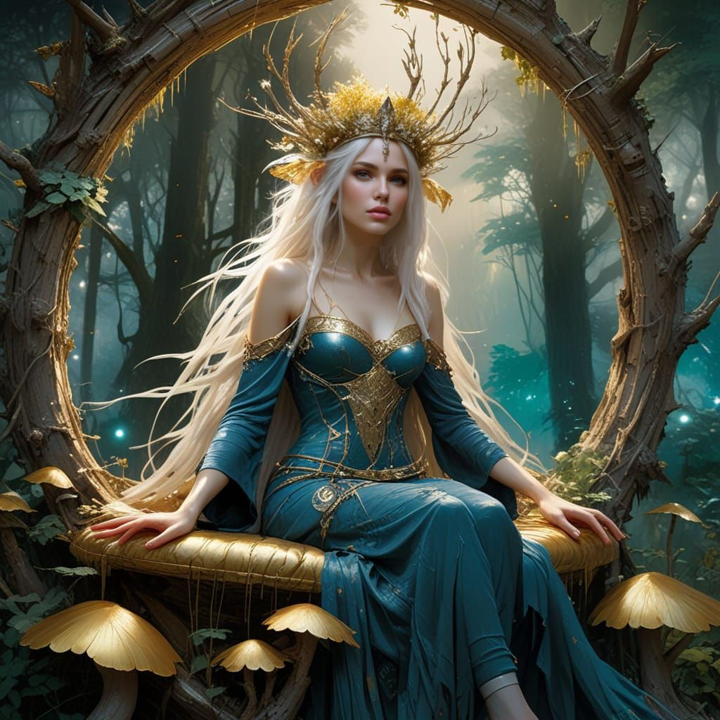 Enchanting Fey Fairy Queen in a Whimsical Forest Realm
