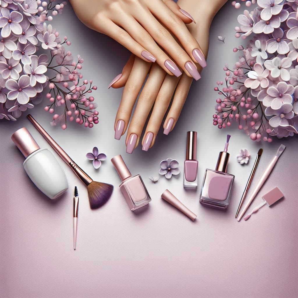 Elegant Lilac Manicure Background in Hyperrealistic Style