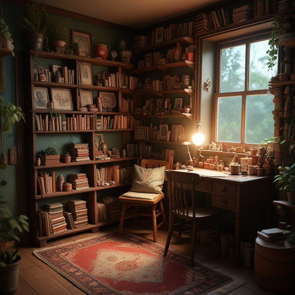 Ghibli-Style Borrower's Room: A Whimsical Hideaway