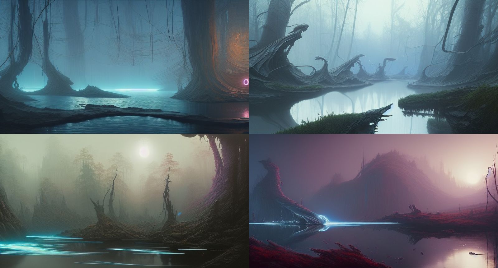 Elegant River Winding Through a Mysterious Landscape in Hype...