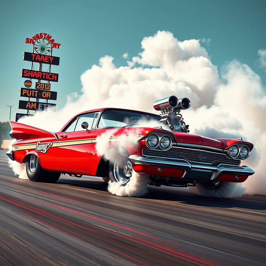 Vibrant 1958 Plymouth Fury Dragster in Cherry Red