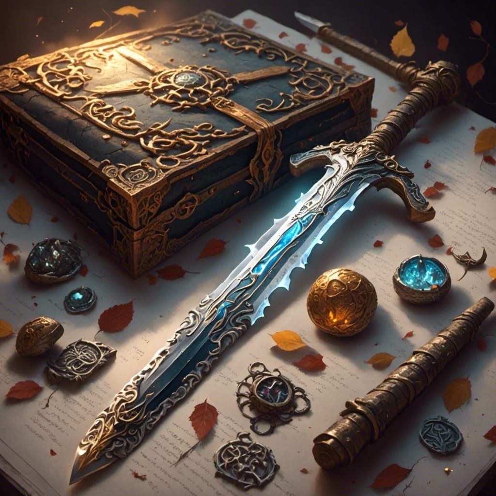 Hyperrealistic Magic Sword on Display