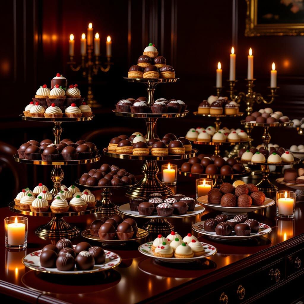 Decadent Chocolate Dessert Buffet in Candlelight