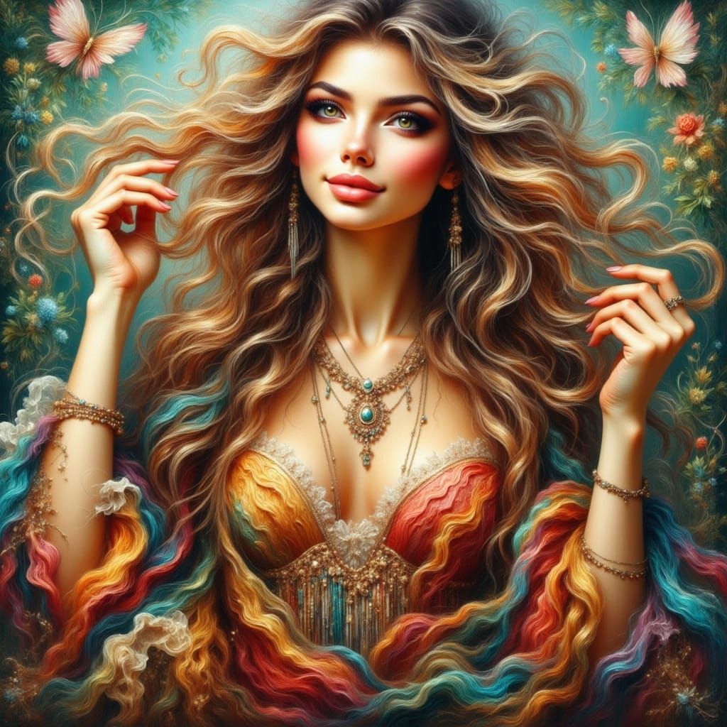 Ethereal Fantasy Woman Invitingly Takes Your Hand into Whims...