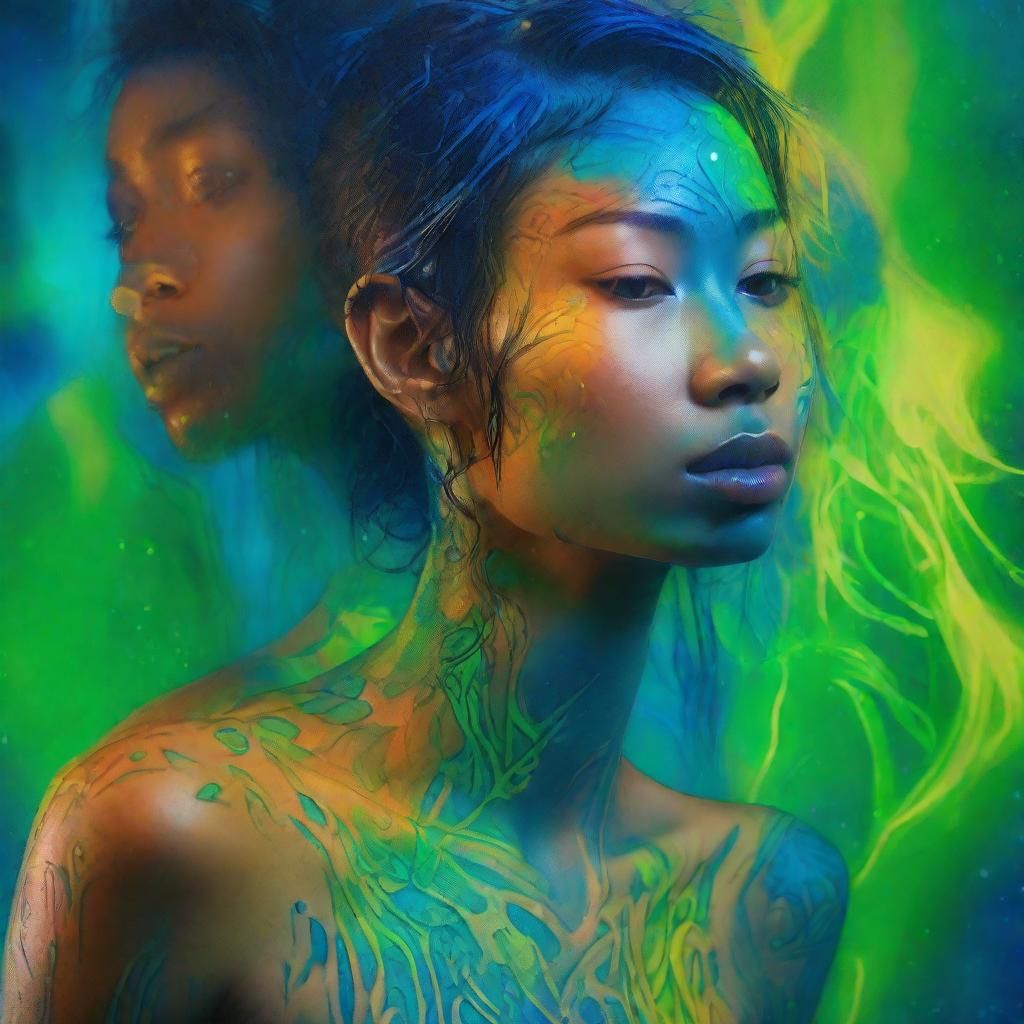 Hyper Realistic Bioluminescent Portraits as Digital Painting