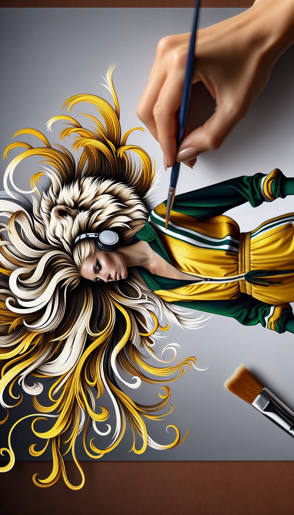 DJ with Lion's Mane Hair in Music Studio