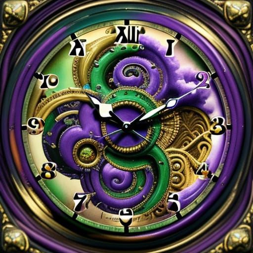 Surrealist Stamps with Melting Clocks in Oil Painting Style