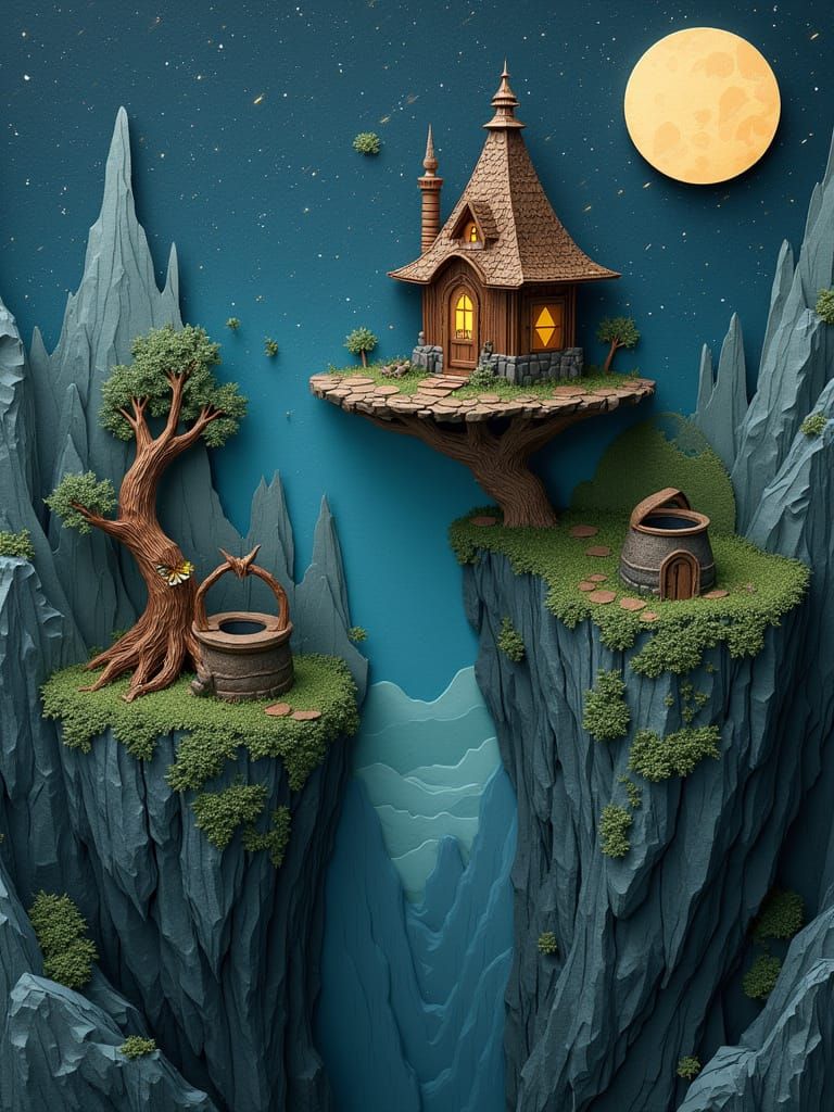 Baba Yaga's Hut on Chicken Leg: Paper Sculpture Fantasy
