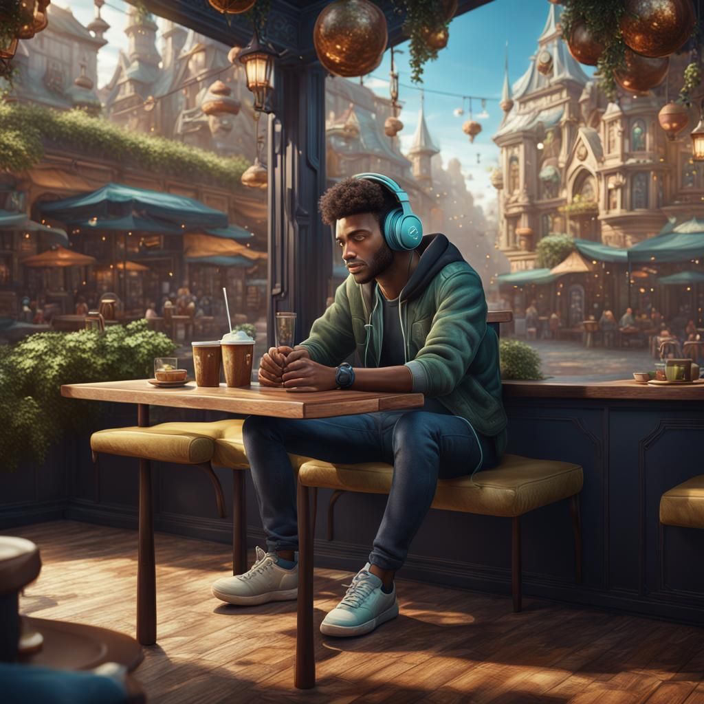 Surreal Cafe Scene in Fantasy Concept Art