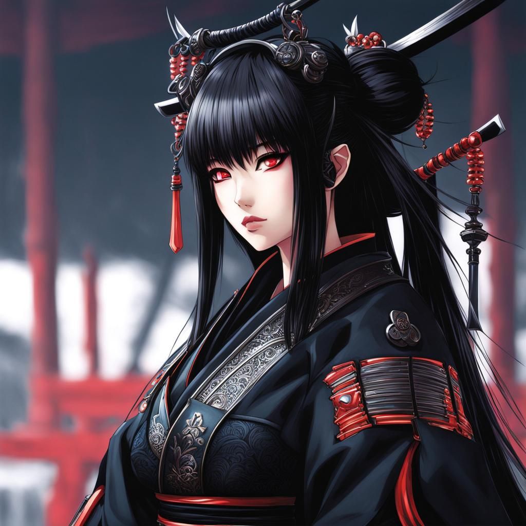 Gothic Samurai Warrior Goddess in Futuristic Armor