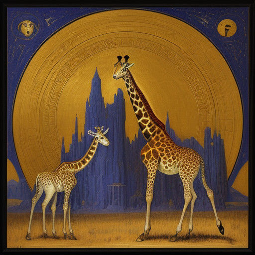 Surreal Giraffes Encounter Aliens in a Steampunk Oil Paintin...