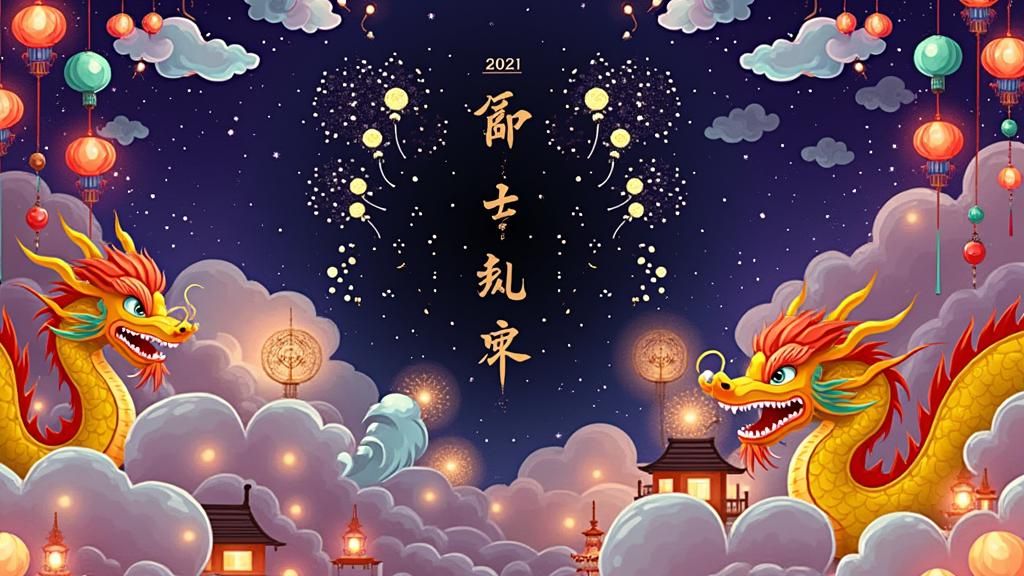 Mystical Dragon Soars Above Traditional Chinese Village