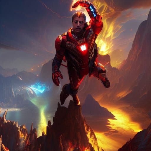 Iron Man Inferno in Dramatic Fantasy Art