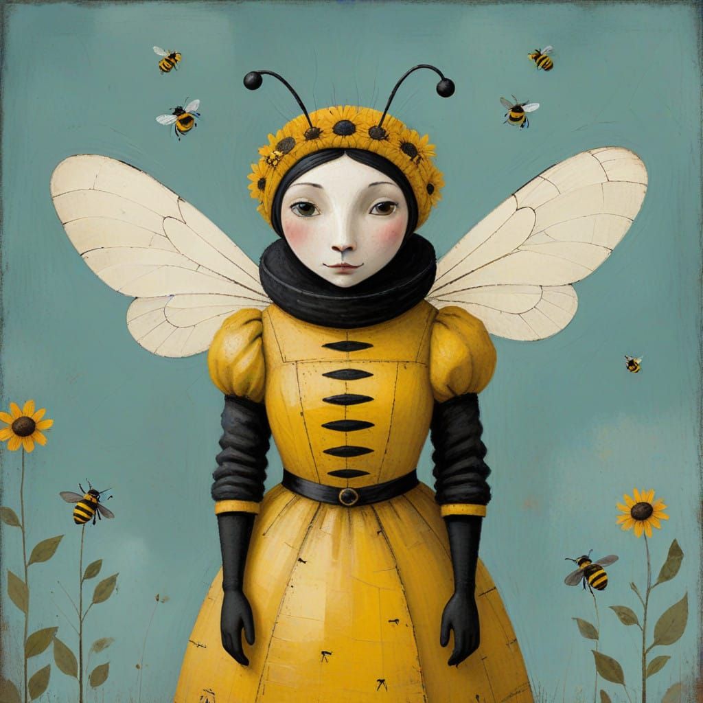Cozy Queen Bee in Whimsical Vintage Style