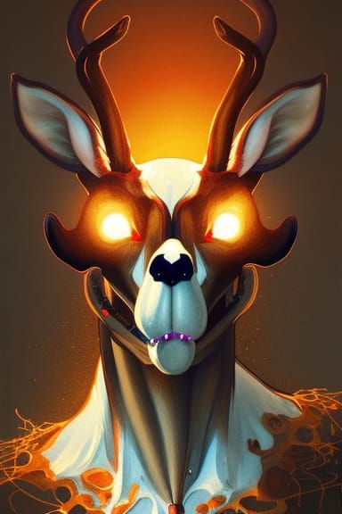 Ghost Rider Reindeer Portrait in Hyperdetailed Style